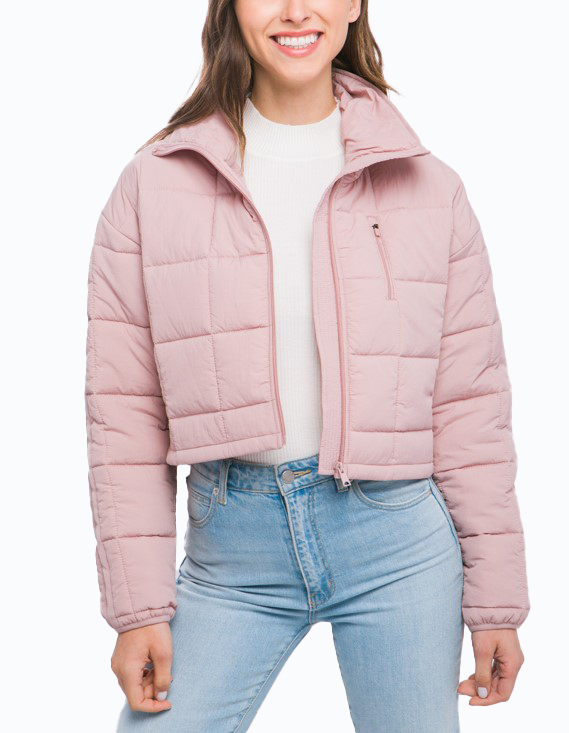 JACKETW Women's Pongee Short Cropped Puffer Jacket-LT-W-7011