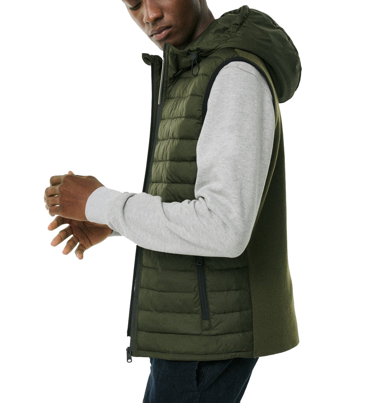 JACKETW Man Stand Collar Zip Up Vests Loose Vest -MJ2305