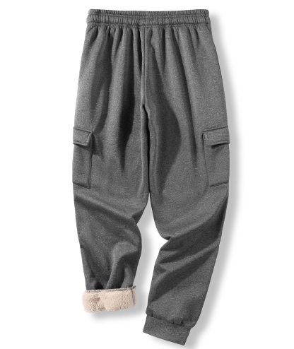 Men's Solid Color Drawstring Fleece Warm Sweatpant-CFMYD00002