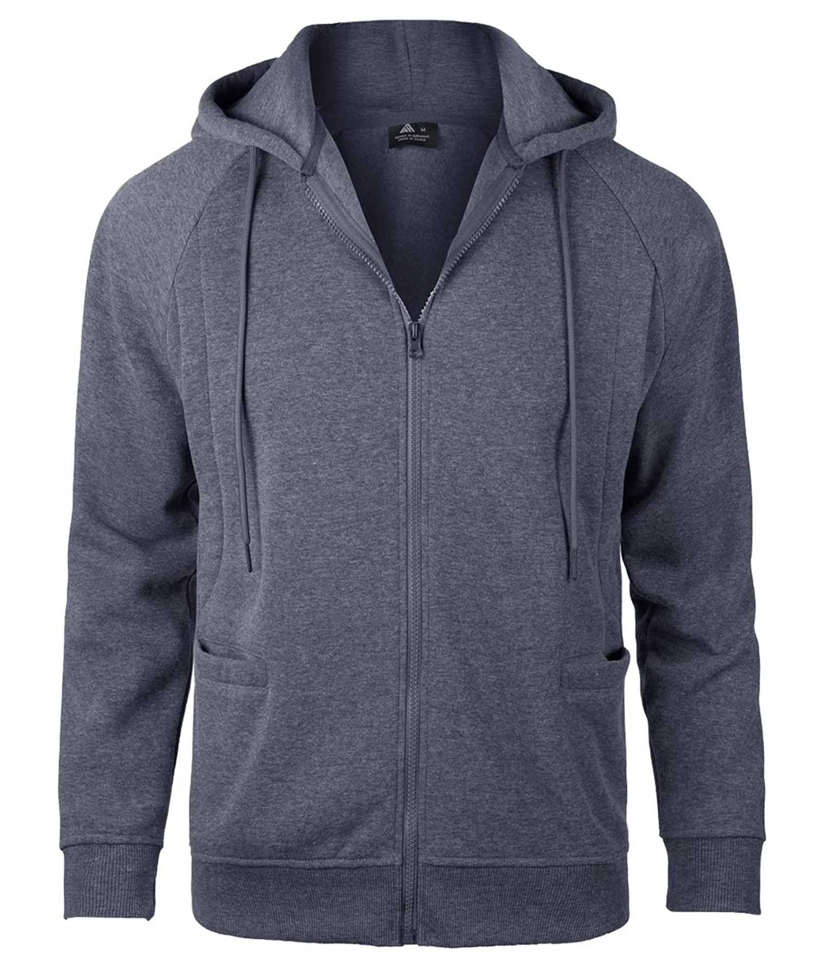 Men's Full Zip Up Solid Color Fleece Hoodie-CFMWY00022