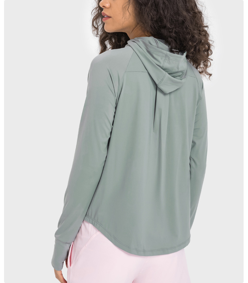 JACKETW Women's Sun Protection Cool Breathable High Elastic Long Hooded Jacket- DS225   