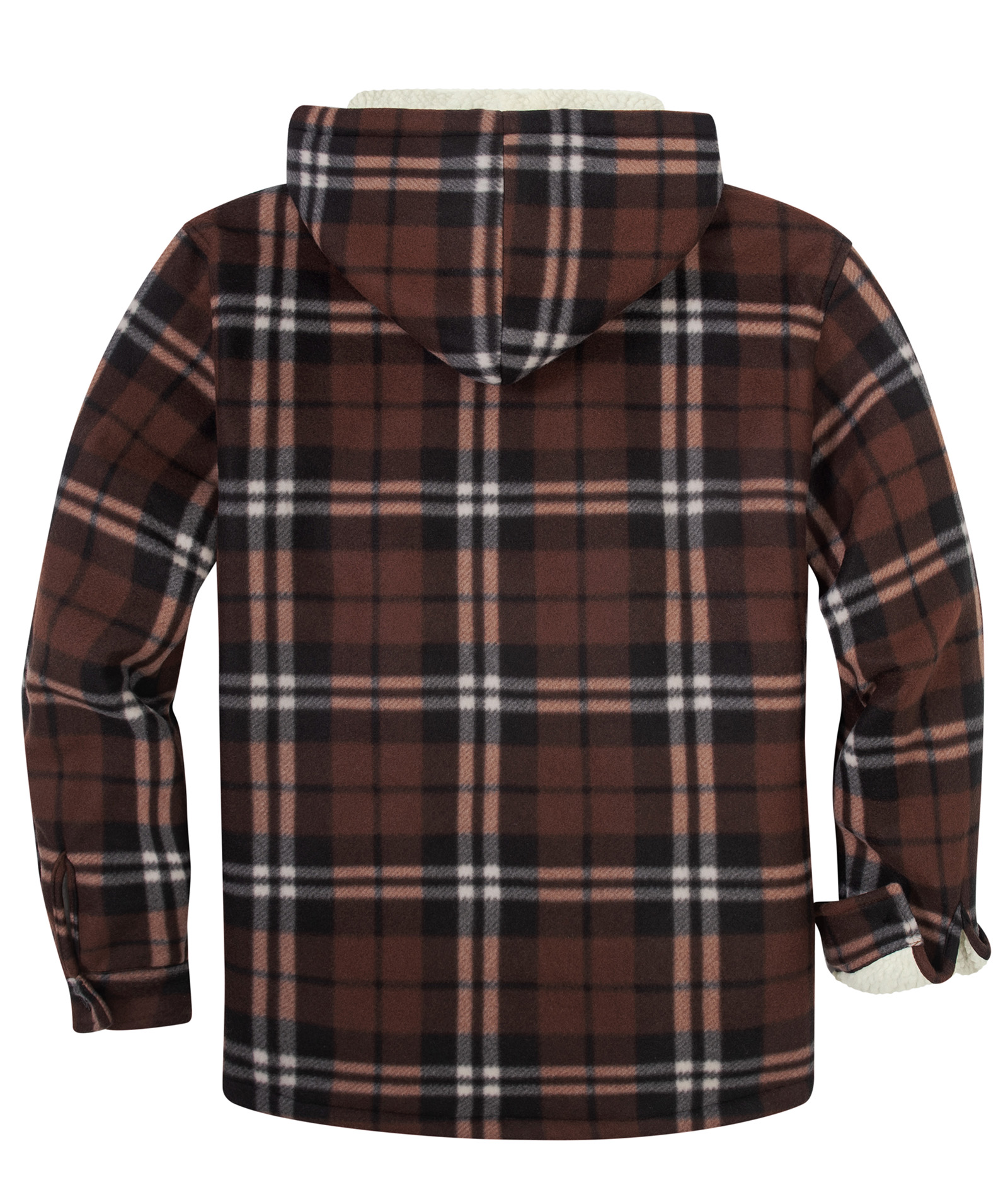 Men's Long Sleeve Full Zipper Fleece Plaid Hoodie-CFMGF00001