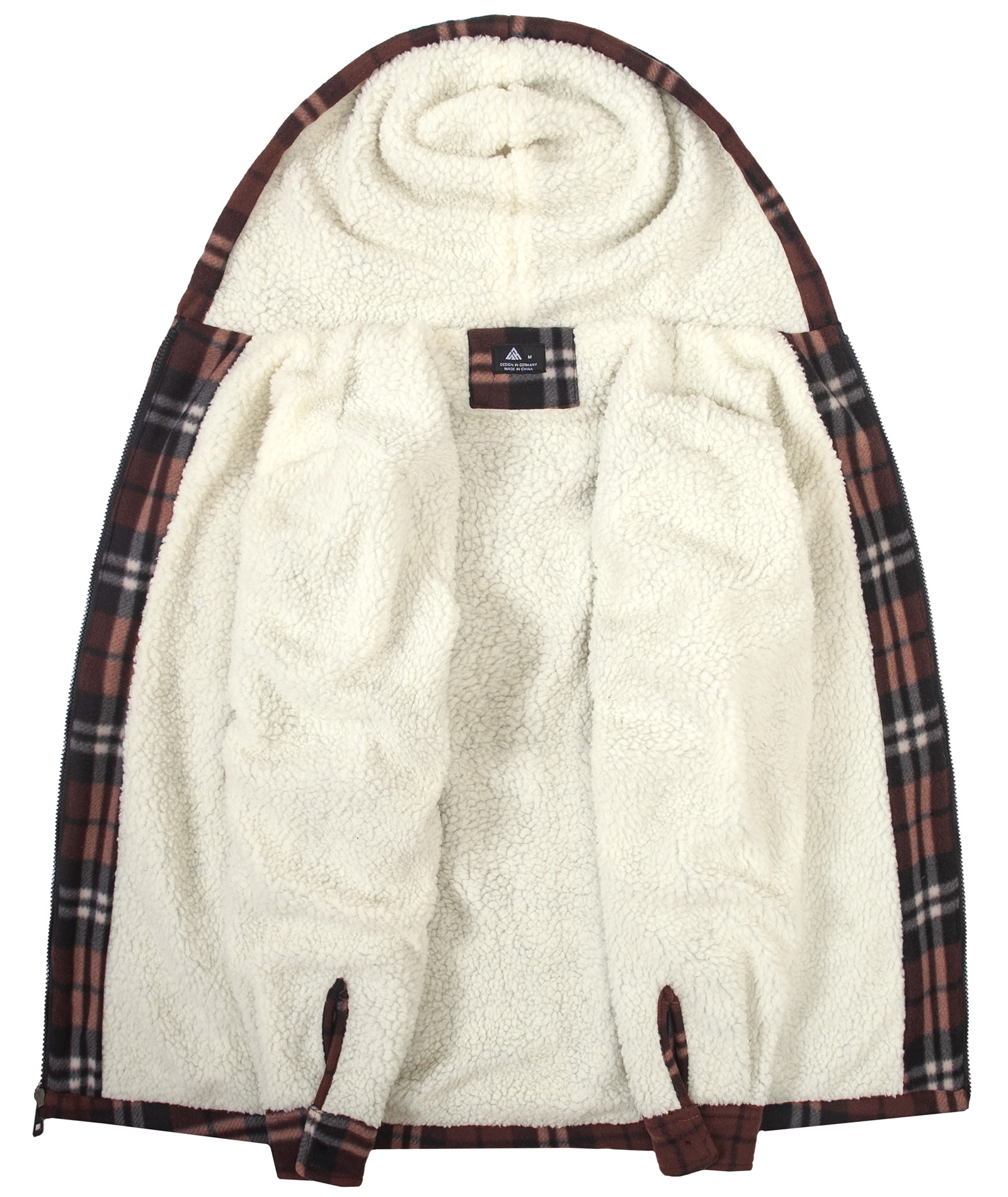 Men's Long Sleeve Full Zipper Fleece Plaid Hoodie-CFMGF00001