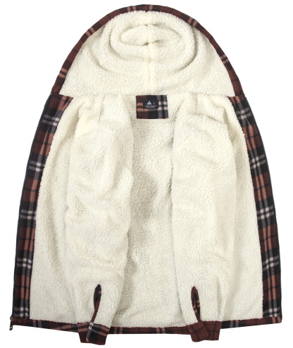 Men's Long Sleeve Full Zipper Fleece Plaid Hoodie-CFMGF00001