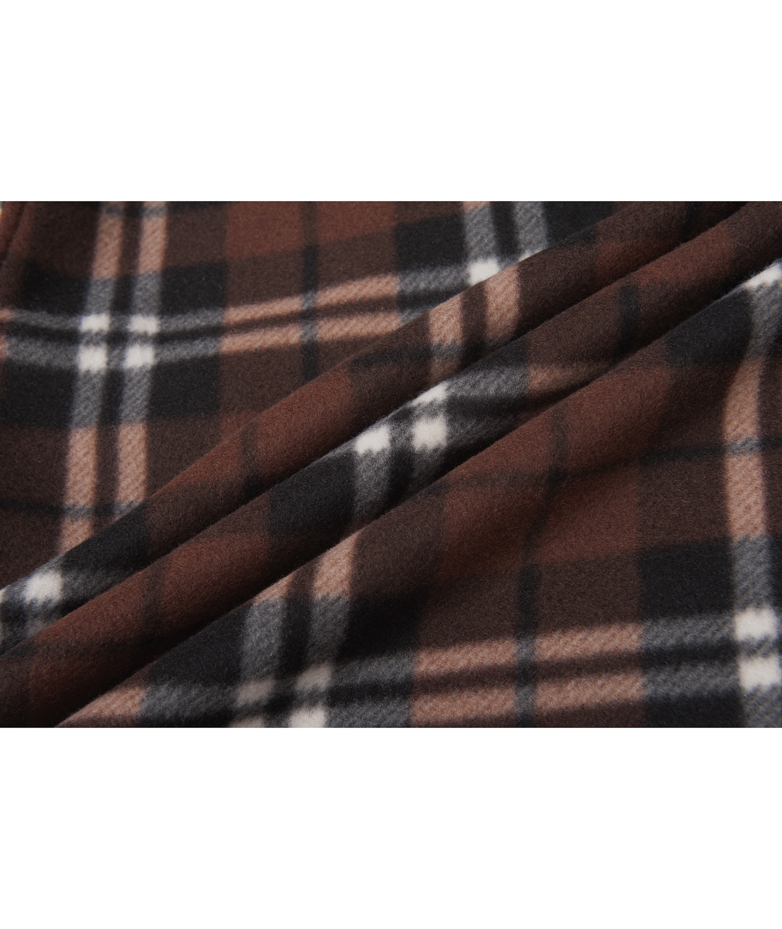 Men's Long Sleeve Full Zipper Fleece Plaid Hoodie-CFMGF00001