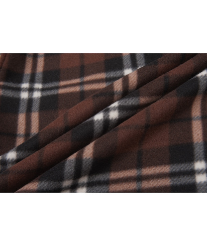 Men's Long Sleeve Full Zipper Fleece Plaid Hoodie-CFMGF00001