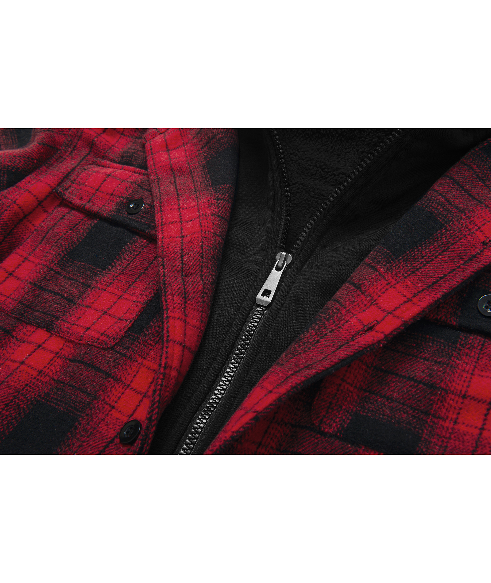 Men's Full Zipper Long Sleeve Fleece Plaid Hoodie-CUMJA04083