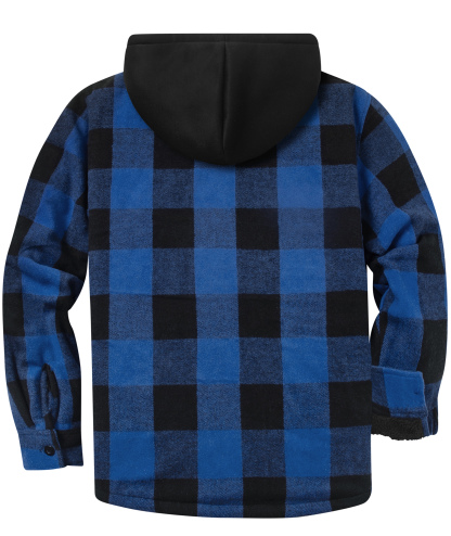 Men's Full Zipper Long Sleeve Fleece Plaid Hoodie-CUMJA04083