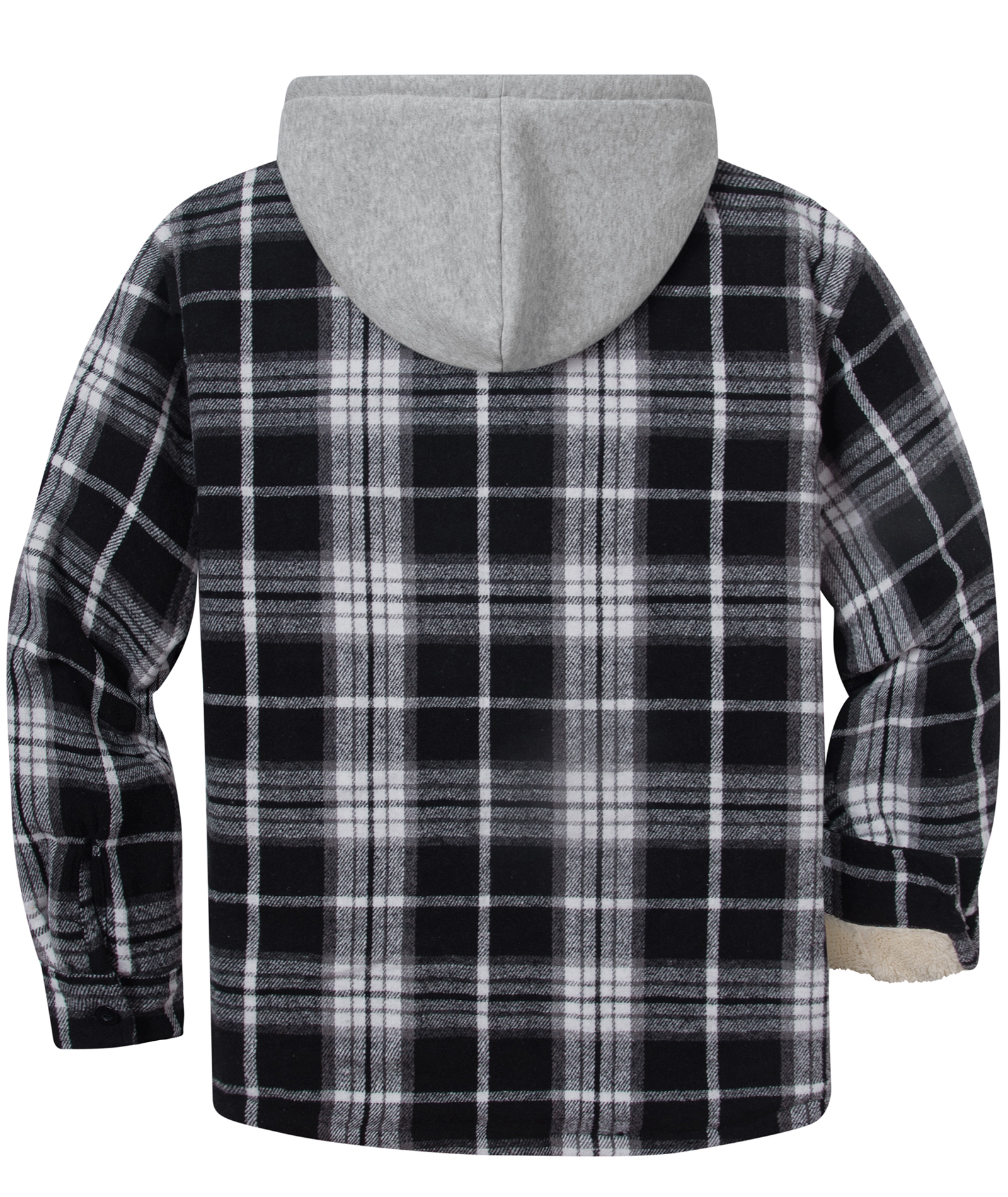 Men's Full Zipper Long Sleeve Fleece Plaid Hoodie-CUMJA04083