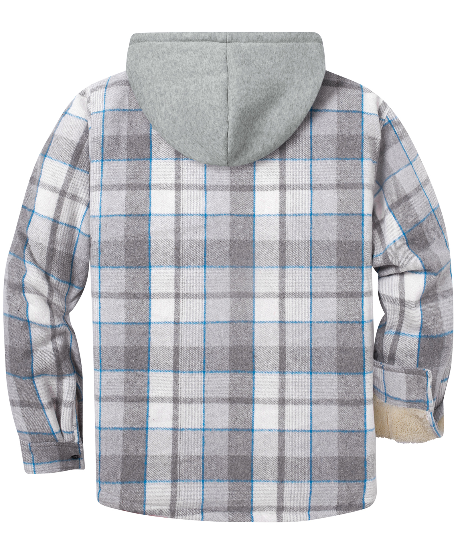 Men's Full Zipper Long Sleeve Fleece Plaid Hoodie-CUMJA04083