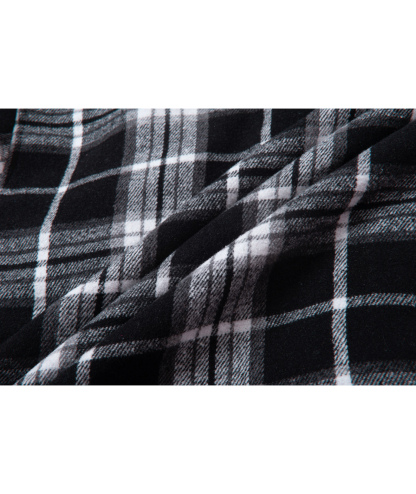 Men's Full Zipper Long Sleeve Fleece Plaid Hoodie-CUMJA04083