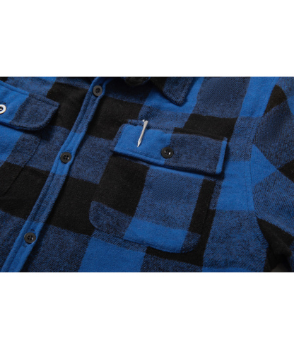 Men's Full Zipper Long Sleeve Fleece Plaid Hoodie-CUMJA04083