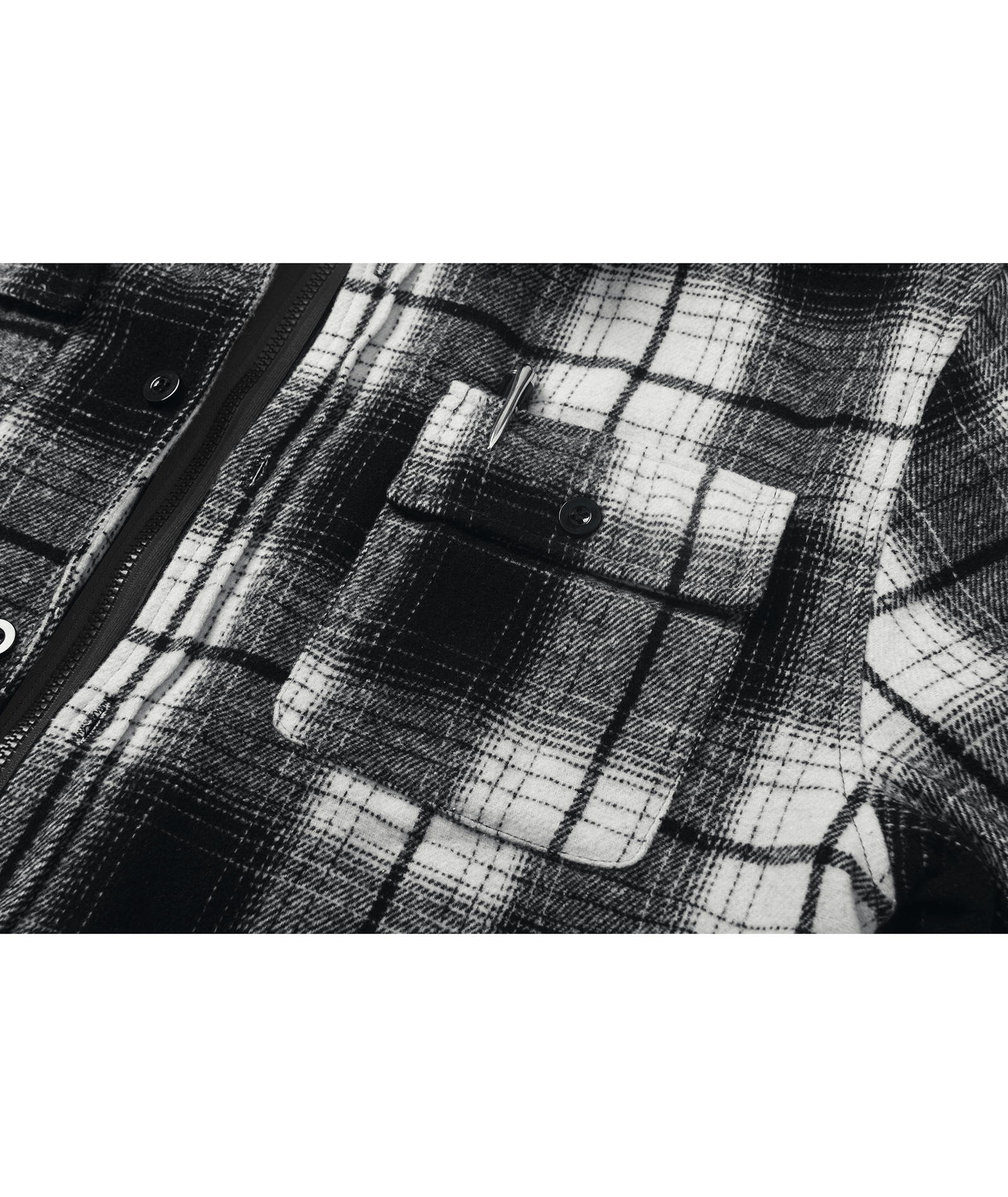 Men's Full Zipper Long Sleeve Fleece Plaid Hoodie-CUMJA04083