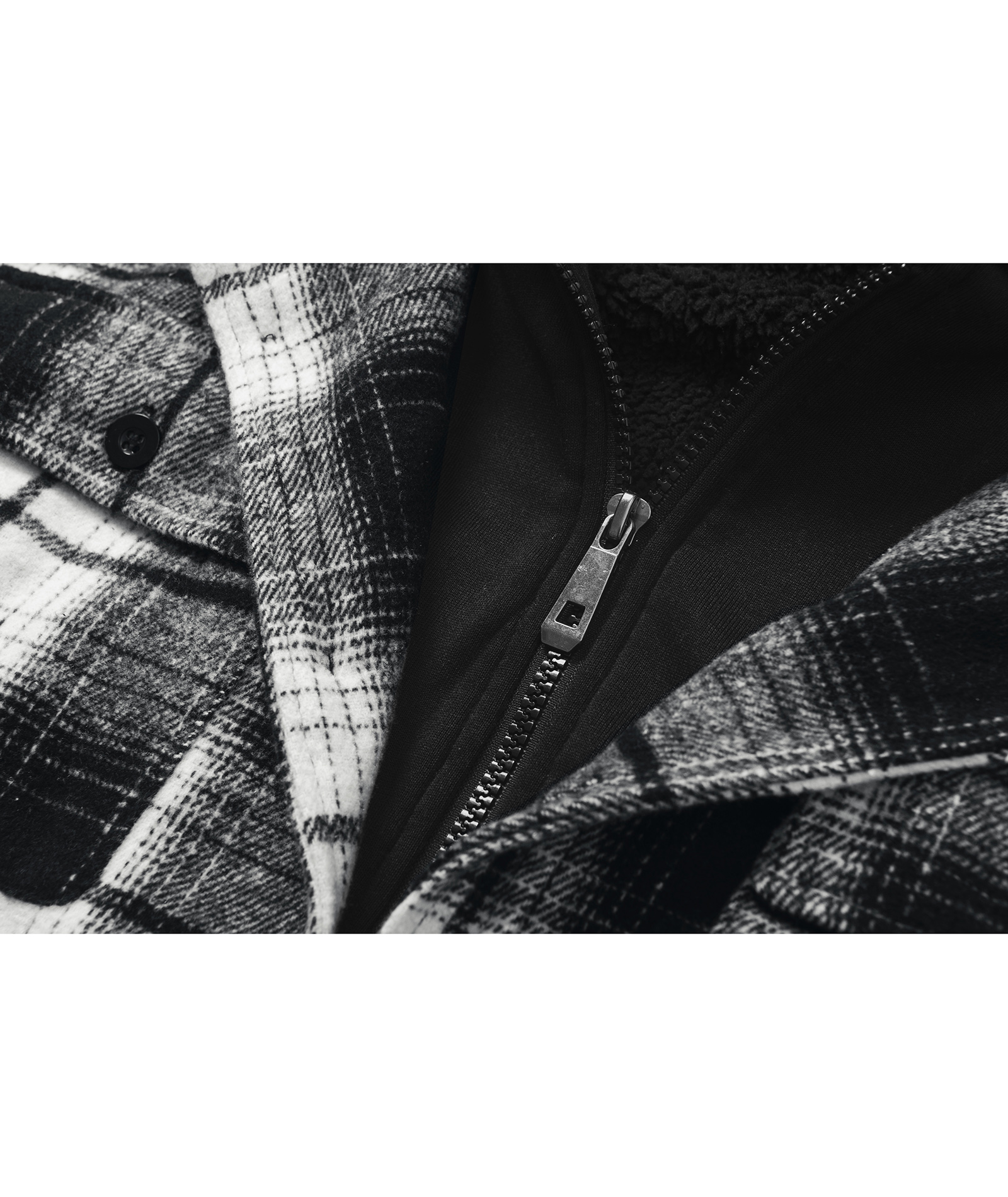 Men's Full Zipper Long Sleeve Fleece Plaid Hoodie-CUMJA04083