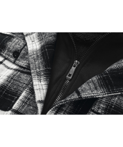 Men's Full Zipper Long Sleeve Fleece Plaid Hoodie-CUMJA04083