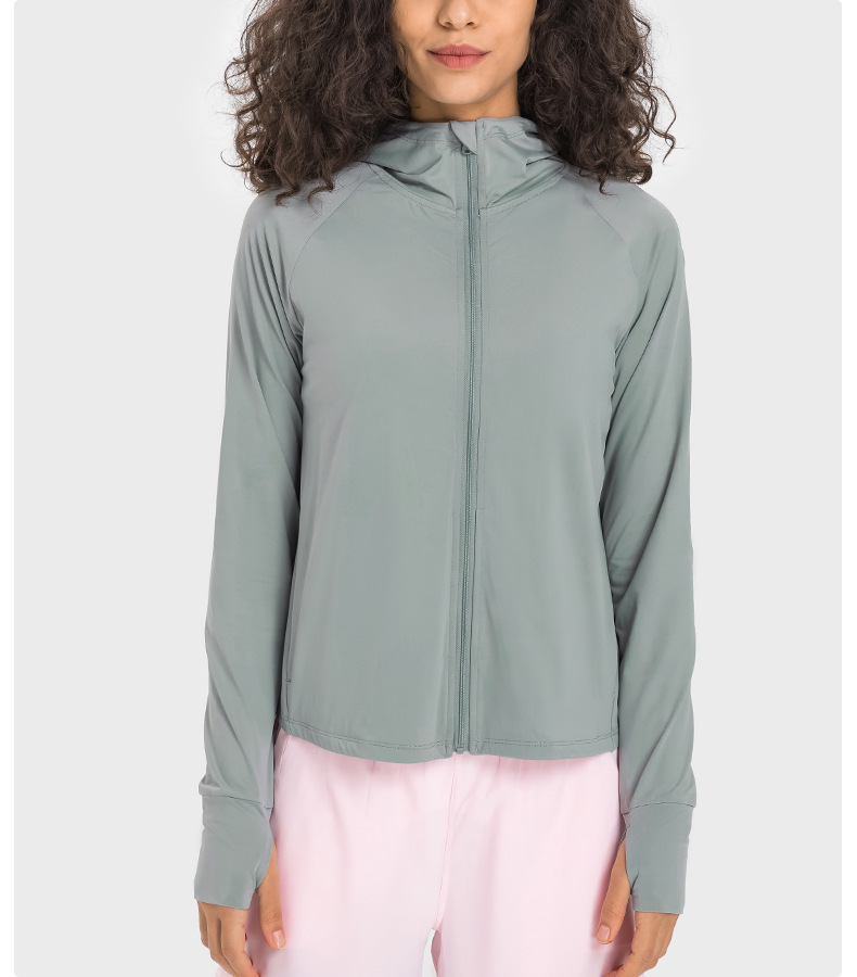 JACKETW Women's Sun Protection Cool Breathable High Elastic Long Hooded Jacket- DS225   