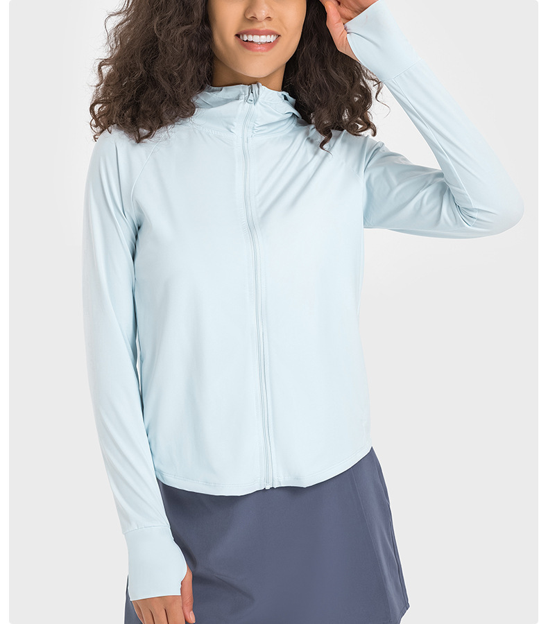 JACKETW Women's Sun Protection Cool Breathable High Elastic Long Hooded Jacket- DS225   