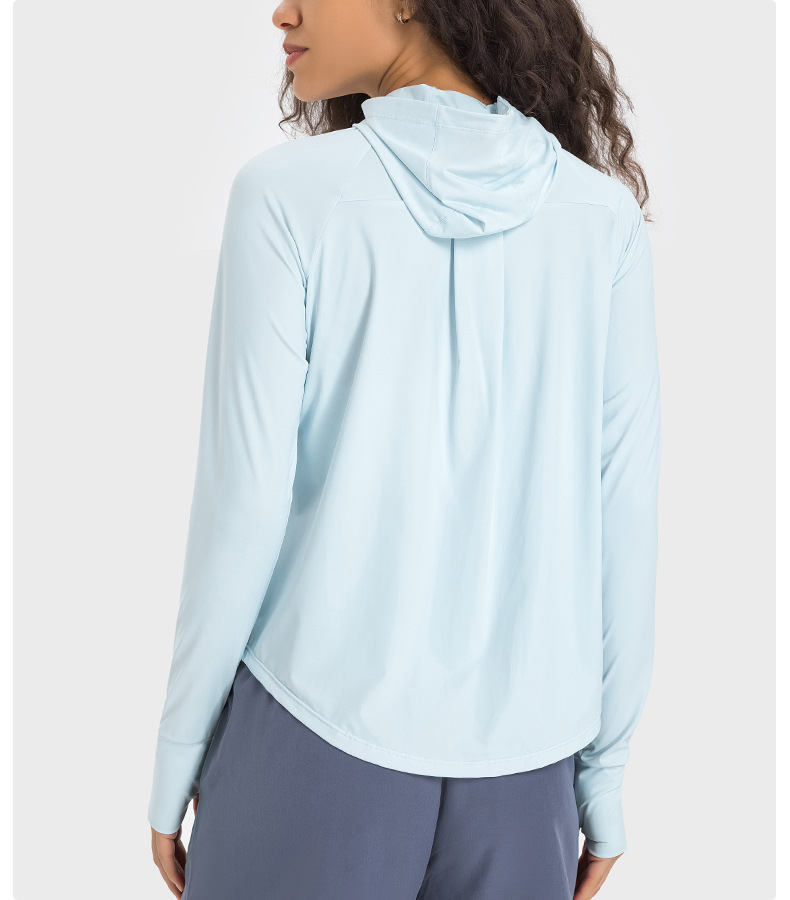 JACKETW Women's Sun Protection Cool Breathable High Elastic Long Hooded Jacket- DS225   