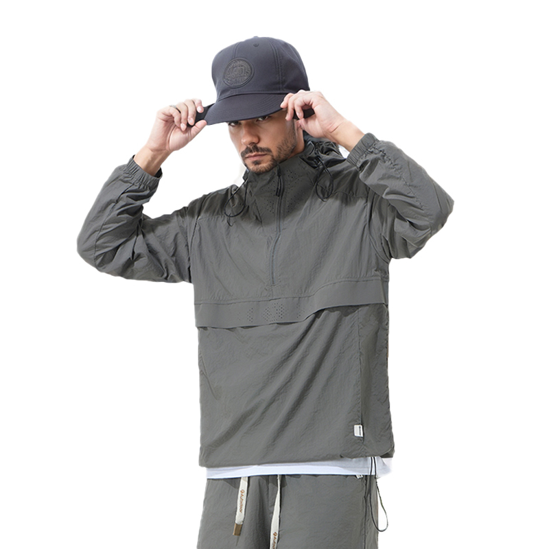 JACKETW Men's Outdoor Sports Cycling Temperament Loose Half-Open Collar Functional Style Long Sleeves  SH-M-T92-Jacketw