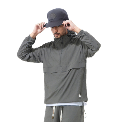 JACKETW Men's Outdoor Sports Cycling Temperament Loose Half-Open Collar Functional Style Long Sleeves  SH-M-T92-Jacketw