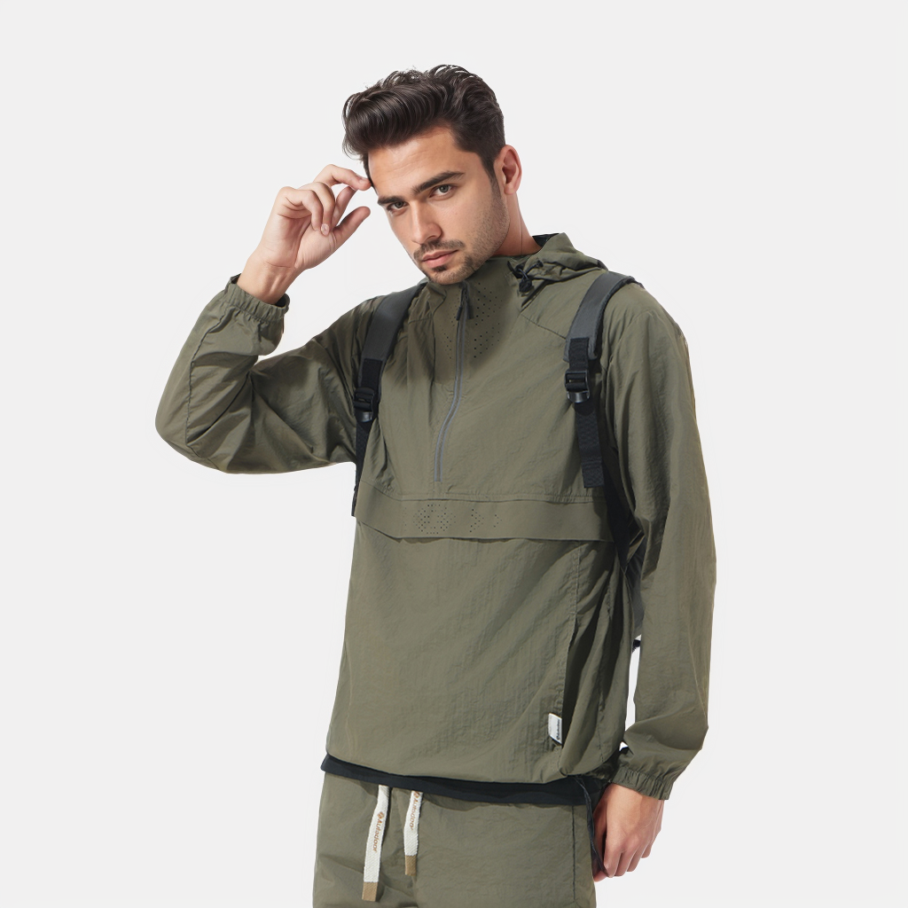 JACKETW Men's Outdoor Sports Cycling Temperament Loose Half-Open Collar Functional Style Long Sleeves  SH-M-T92-Jacketw