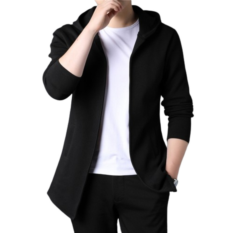 JACKETW Cardigan for Men Casual Stand-up Collar Zippered Hooded Jacket-ZH130