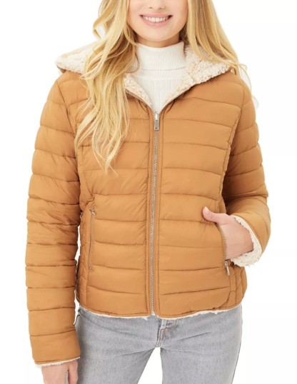 JACKETWVWomen's 20D Nylon Reversible Sherpa Puffer Down Jacket-LT-6975