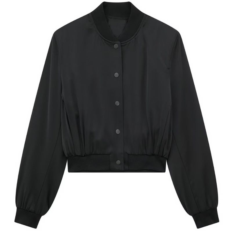 JACKETW Wome summer women's new style silk satin texture short bomber 