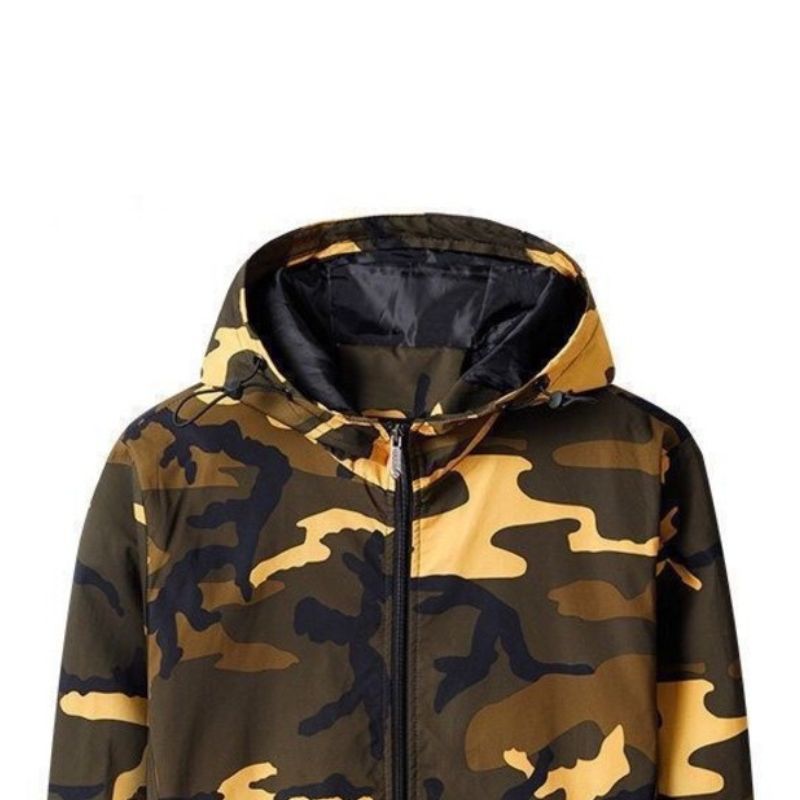 JACKETW Men's Cotton Zip Up Hooded Windbreaker jacket-CAL10049