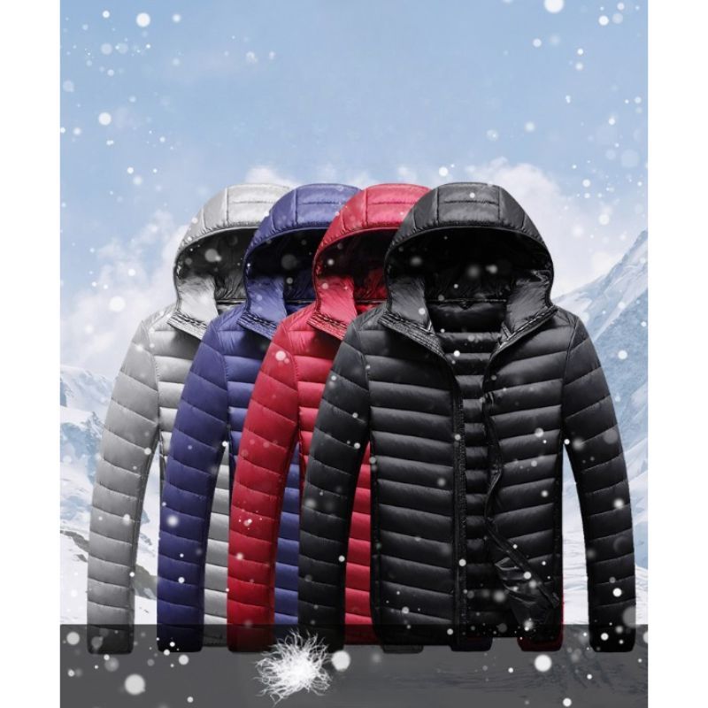 JACKETW Men's Winter Slim Fit  Hood Casual Slim Down Jacket -ZH126