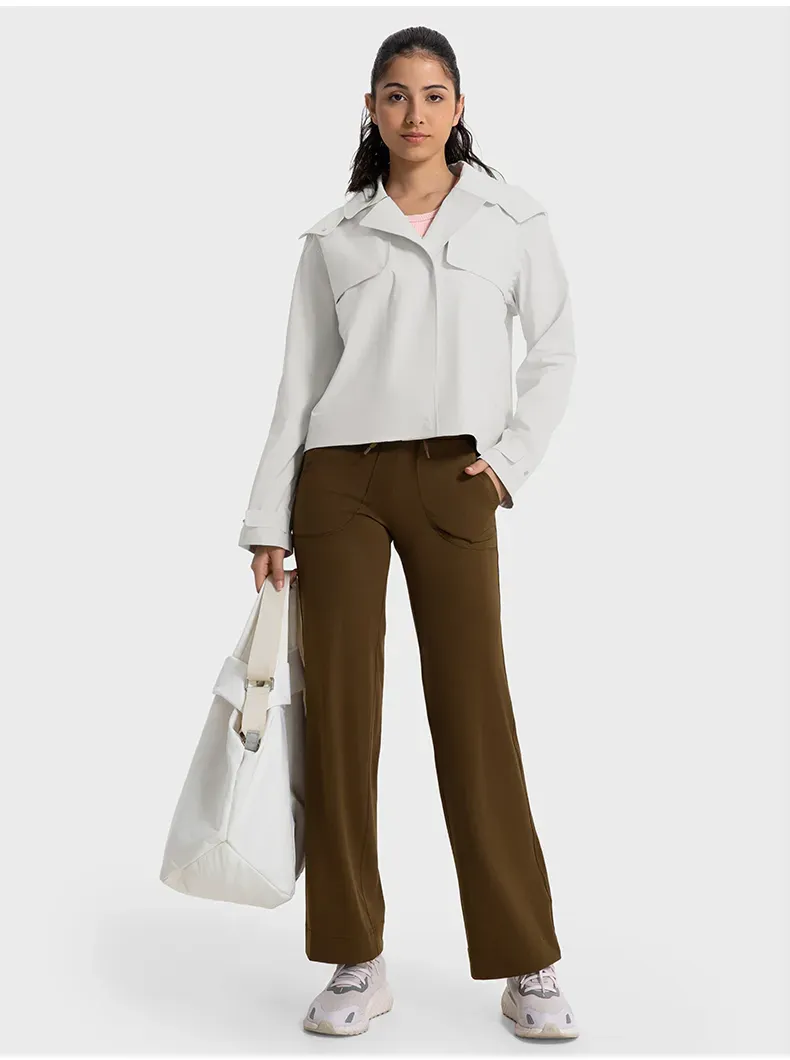 JACKETW Women Windproof Waterproof Short Windbreaker Women's Fashion Versatile Sports Hooded-DAW045