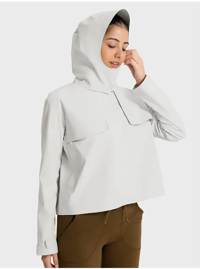 JACKETW Women Windproof Waterproof Short Windbreaker Women's Fashion Versatile Sports Hooded-DAW045