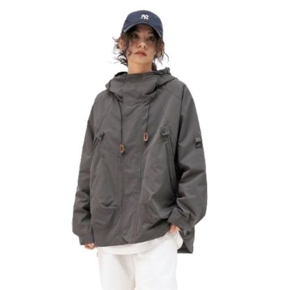 JACKETW Women's Lightweight Outdoor Windbreaker Solid Zipper Loose Jacket- ZH113