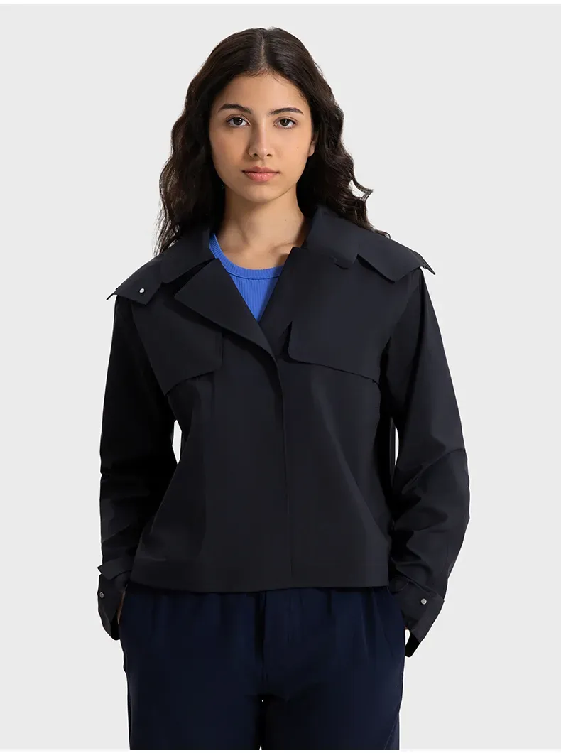 JACKETW Women Windproof Waterproof Short Windbreaker Women's Fashion Versatile Sports Hooded-DAW045