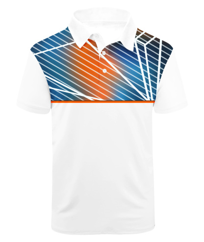 Men's Button Up Striped Dri Fit Polo Shirt-CFMPO00089
