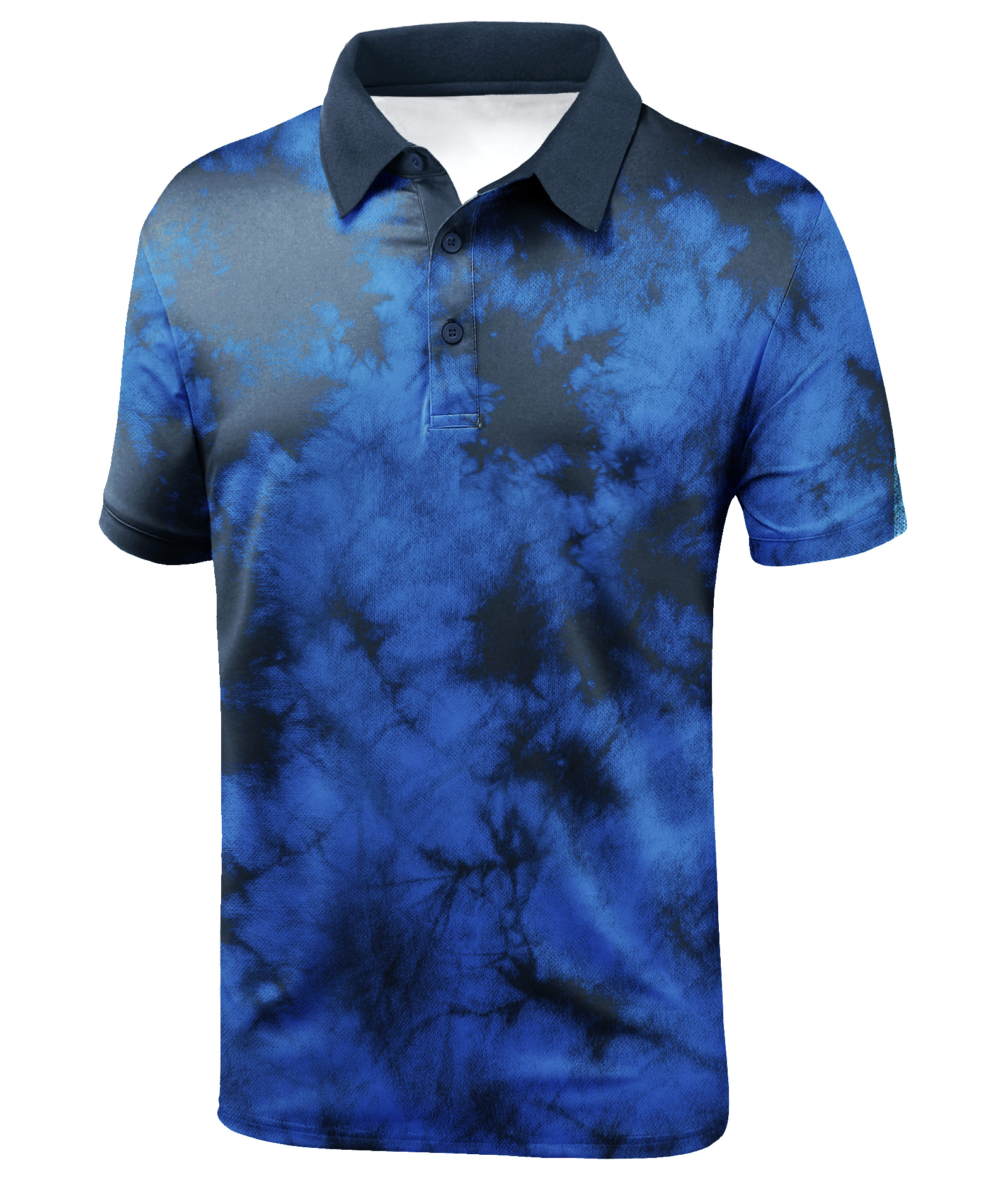 Men's Tie Dye Print Slim Fit Golf Polo Shirt-CUMPO01605