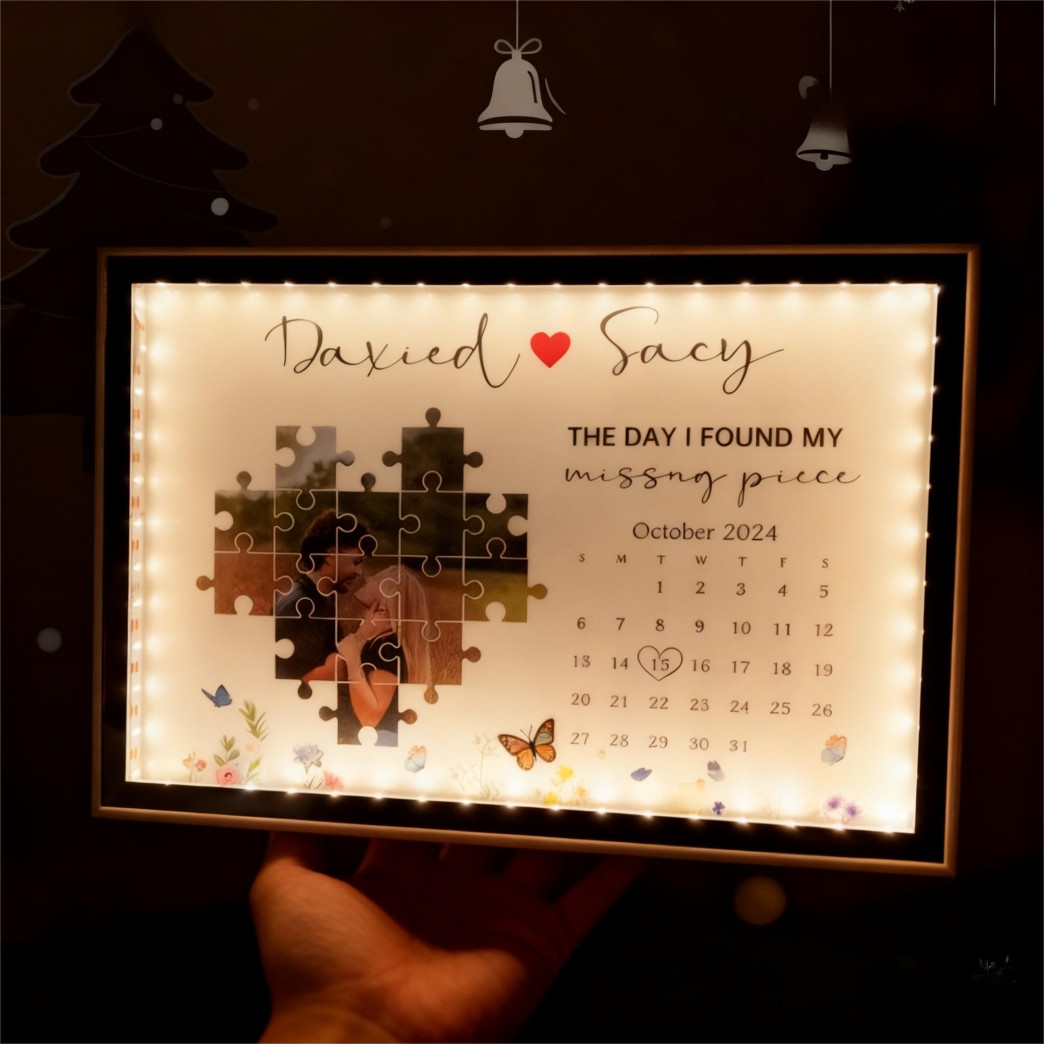 The Day I Found My Missing Piece Light Mirror – Personalized Christmas Gift for Couples