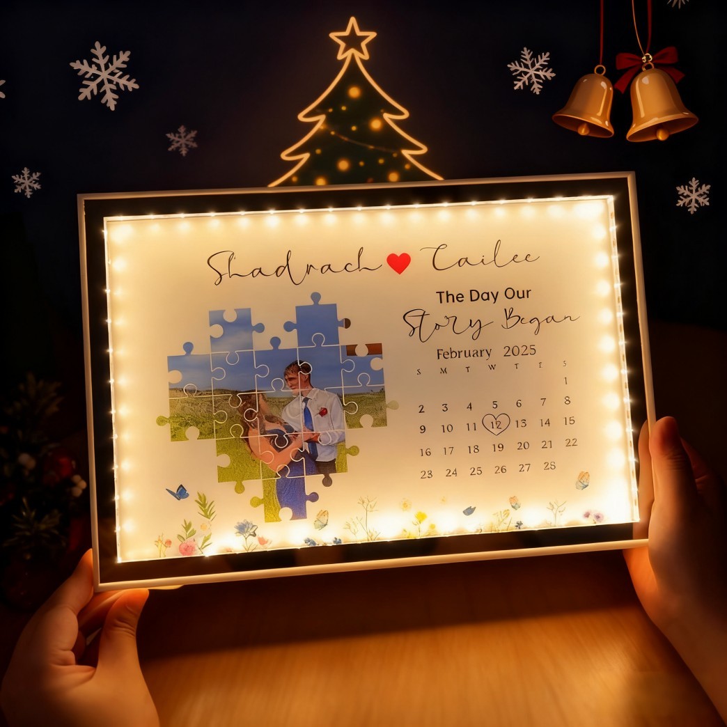 The Day I Found My Missing Piece Light Mirror – Personalized Christmas Gift for Couples