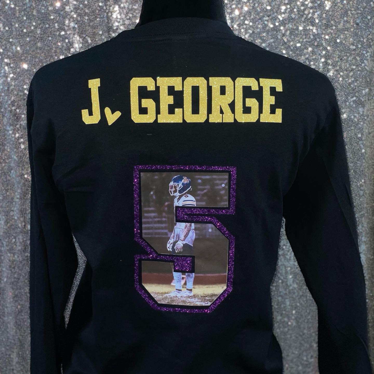 50% OFF🏈Custom Glitter Photo Football T-Shirt Sweatshirt