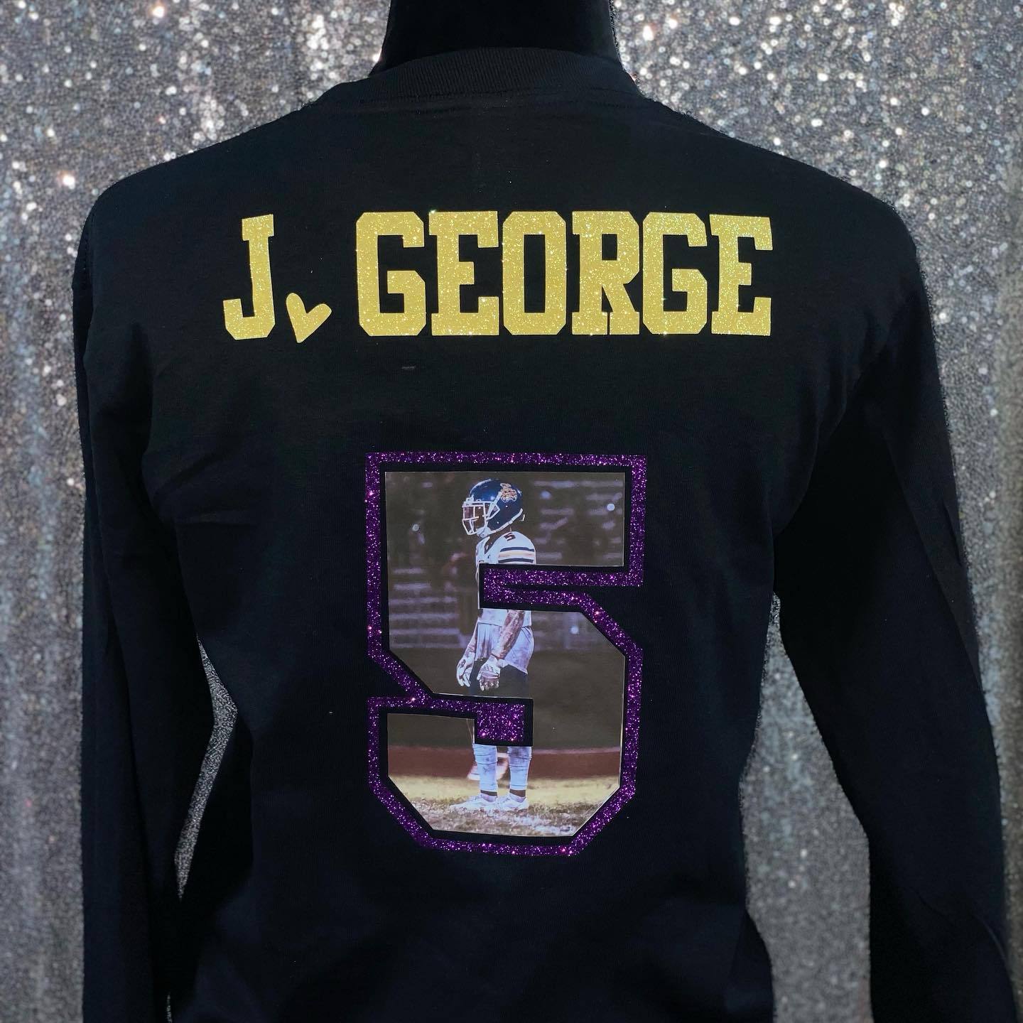 50% OFF🏈Custom Glitter Photo Football T-Shirt Sweatshirt