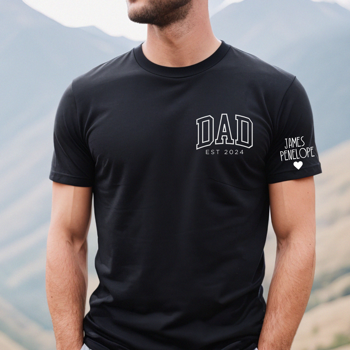 Dad's Pride-Custom Dad Shirt with Kids Names On Sleeve