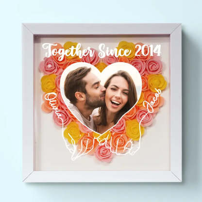 Custom Photo We Can Only Learn To Love By Loving - Couple Personalized Custom Flower Shadow Box