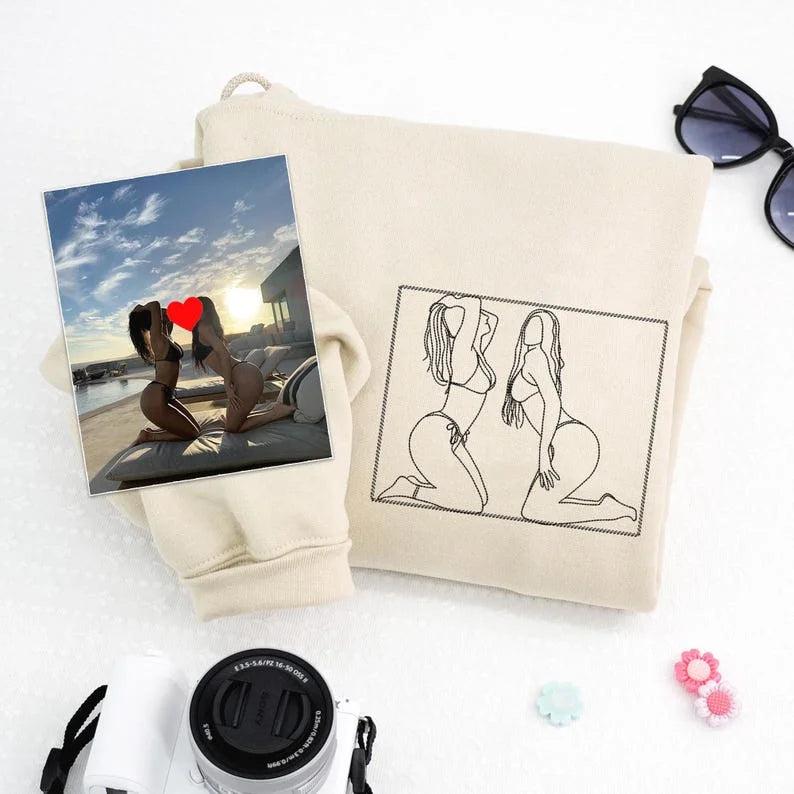 Custom Embroidered Sweatshirt – Personalized Sexy Portrait Gift for Him 💕🔥