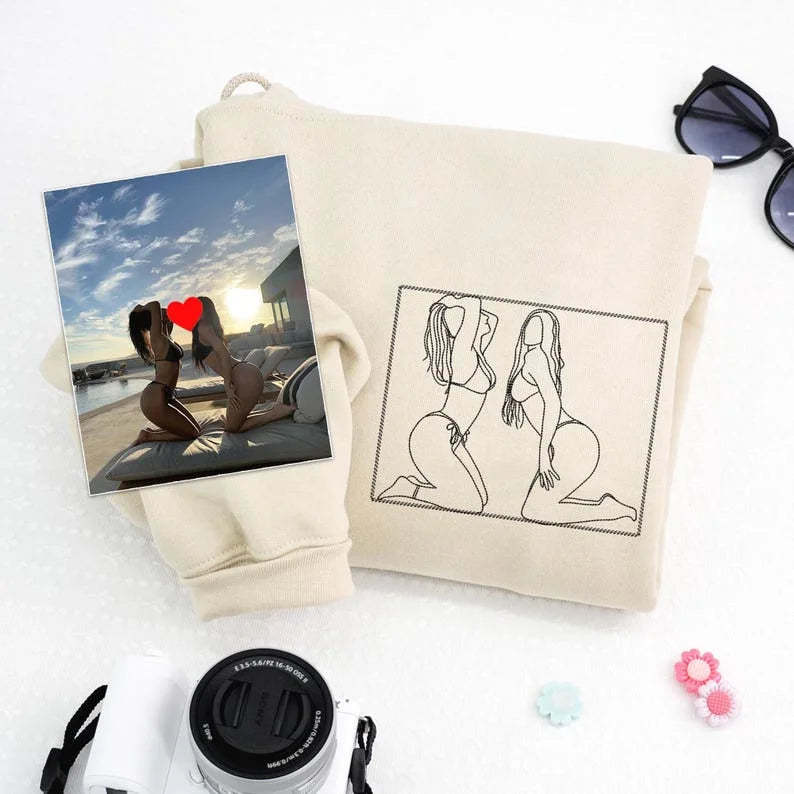 Custom Embroidered Sweatshirt – Personalized Sexy Portrait Gift for Him 💕🔥