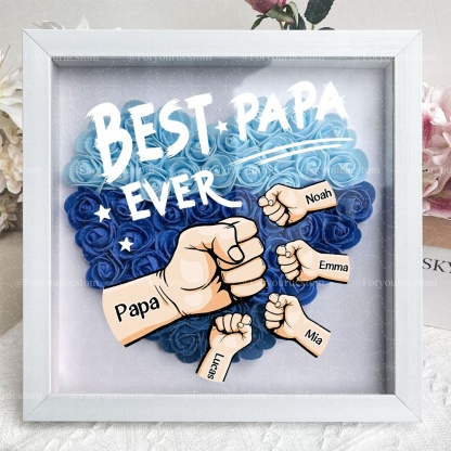 Best Dad Ever - Personalized Dad & Grandpa Flower Shadow Box with Names
