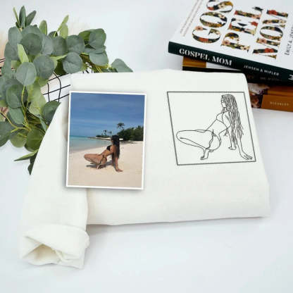 Custom Embroidered Sweatshirt – Personalized Sexy Portrait Gift for Him 💕🔥