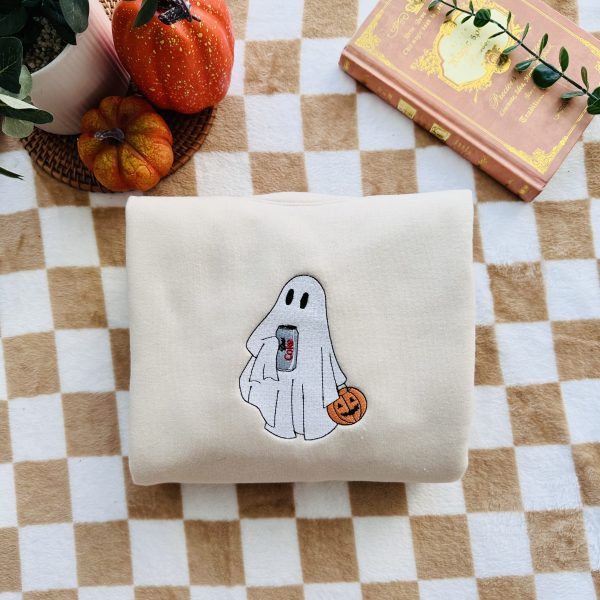 Custom Embroidered Ghost Drinking Sweatshirt