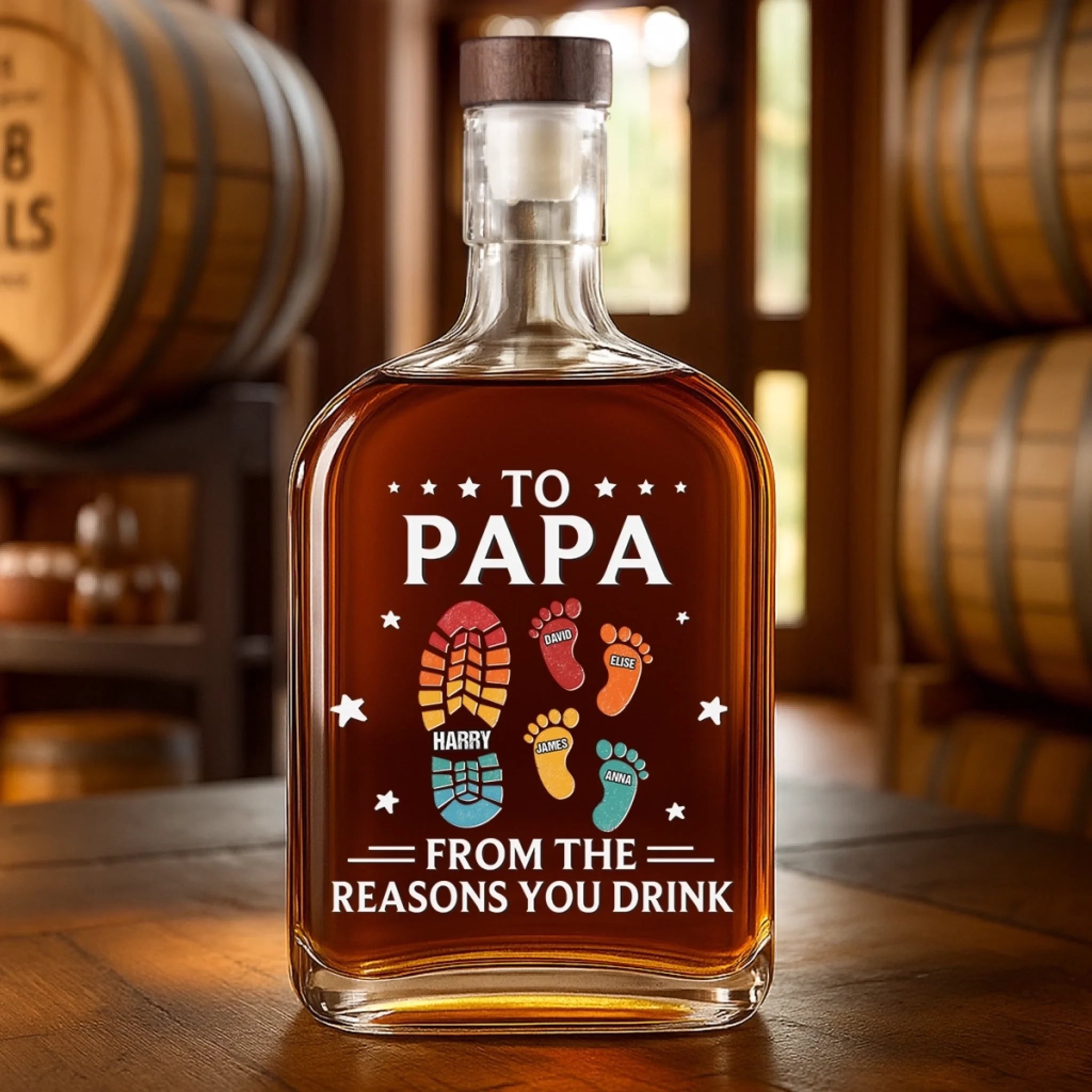 From Your Favorite Little Footsteps - Family Personalized Custom Whiskey Bottle - Father's Day, Gift For Dad, Grandpa
