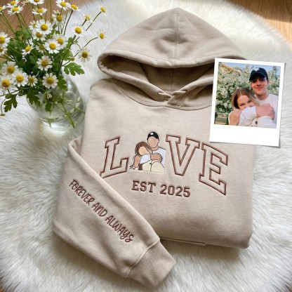 Valentine’s Day Custom Photo Embroidery Sweatshirt for Couples – Unique Romantic Gift