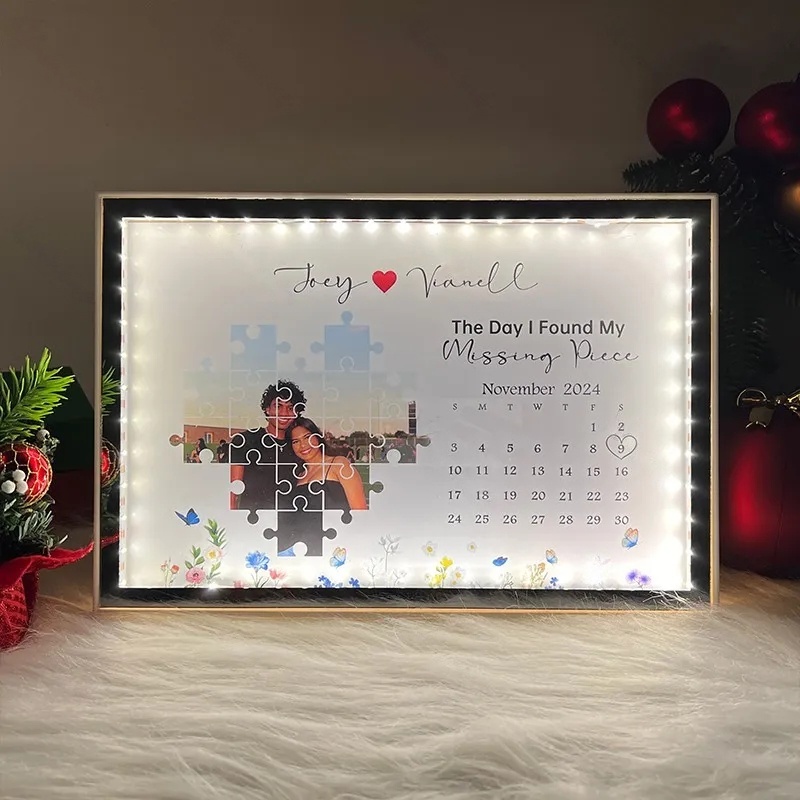 The Day I Found My Missing Piece Light Mirror – Personalized Christmas Gift for Couples